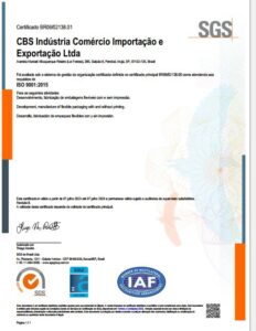 Certificado ISO 9001 CBS - Fábrica de Embalagens Certificada ISO 9001