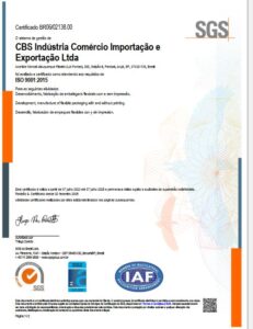 Certificado ISO 9001 CBS - Fábrica de Embalagens Certificada ISO 9001