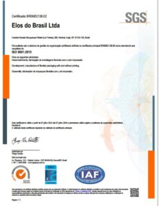 Certificado ISO 9001 Elos Do Brasil